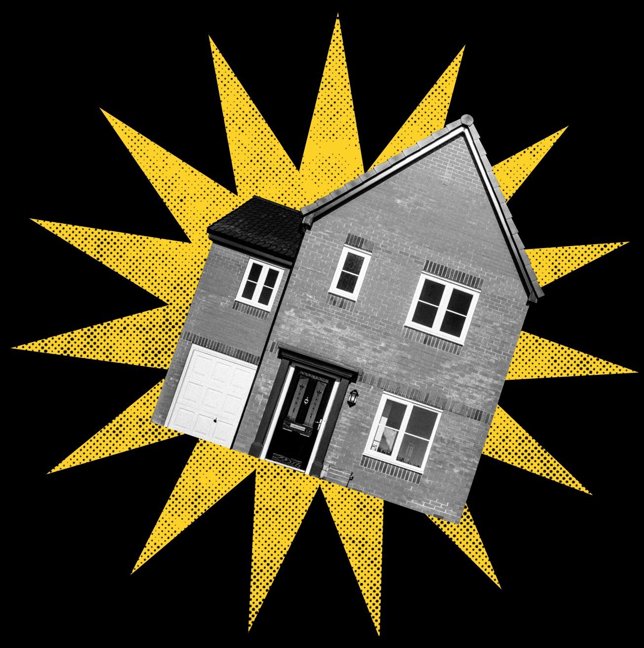 house on star background